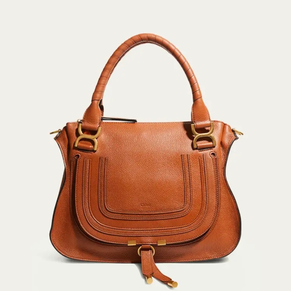 Chloe leather Marcie handle bag in Tan